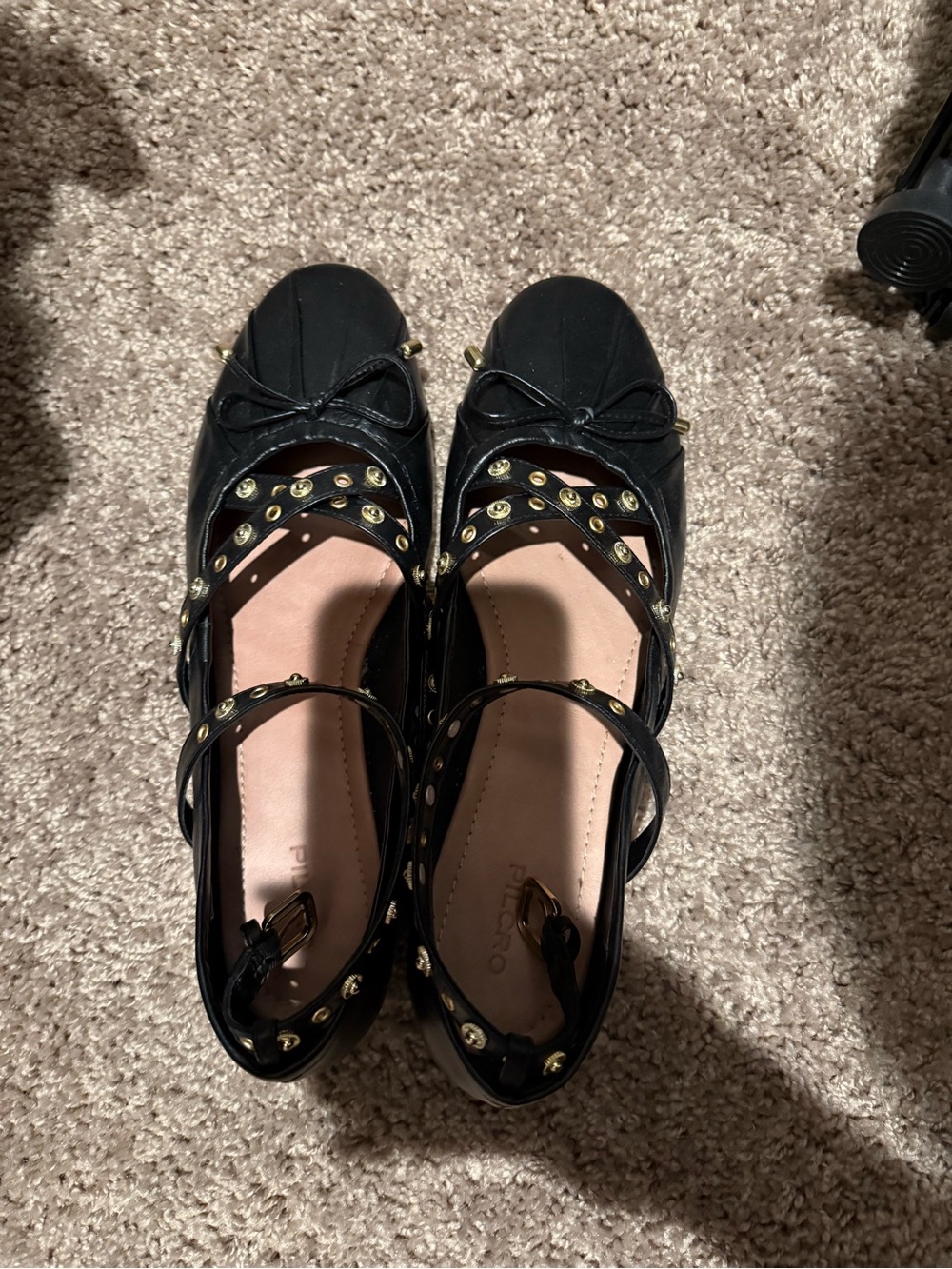 Black Studded Mary Jane Flats - Picture 2 of 5